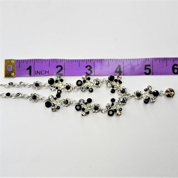 Black Silver Rhinestone Necklace - Picture 10 of 12